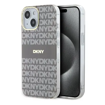 Zadní Kryt DKNY PC/TPU Repeat Pattern Tonal Stripe Magsafe na iPhone 13 Beige