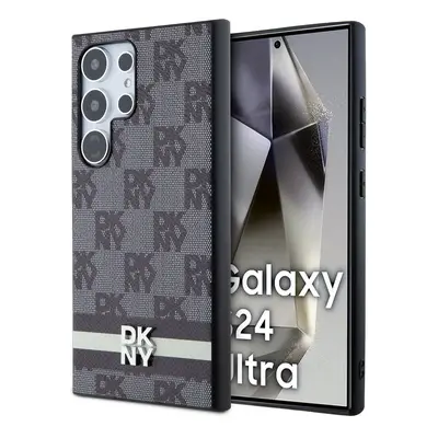 Zadní Kryt DKNY PU Leather Checkered Pattern and Stripe pro Samsung Galaxy S24 Ultra černý