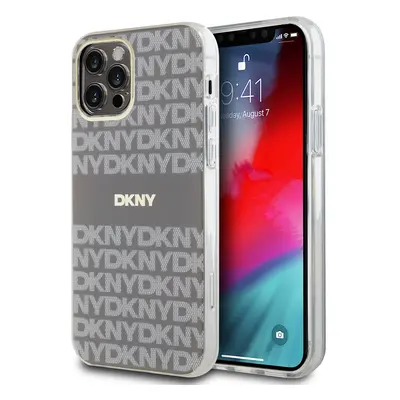 Zadní Kryt DKNY PC/TPU Repeat Pattern Tonal Stripe Magsafe na iPhone 12/12 Pro Beige