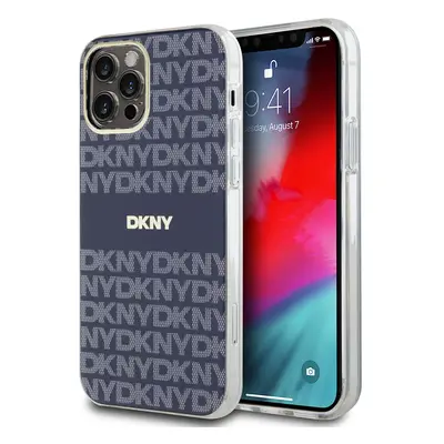 Zadní Kryt DKNY PC/TPU Repeat Pattern Tonal Stripe Magsafe pro iPhone 12/12 Pro modrý