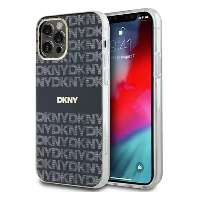 Zadní Kryt DKNY PC/TPU Repeat Pattern Tonal Stripe Magsafe pro iPhone 12/12 Pro černý