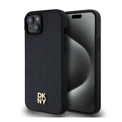 Zadní Kryt DKNY PU Leather Repeat Pattern Stack Logo Magsafe na iPhone 15 Plus Black