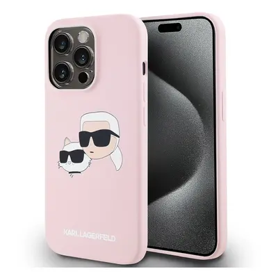 Karl Lagerfeld Liquid Silicone Double Heads Magsafe Zadní Kryt pro iPhone 14 Pro Pink