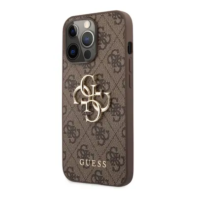 Guess PU 4G Metal Logo Zadní Kryt pro iPhone 13 Pro Max Brown