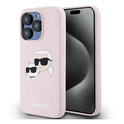 Karl Lagerfeld Liquid Silicone Double Heads Magsafe Zadní Kryt pro iPhone 15 Pro Pink