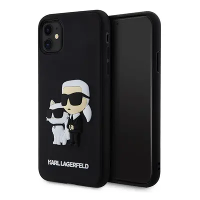 Karl Lagerfeld 3D Rubber Karl and Choupette Zadní Kryt pro iPhone 11 Black