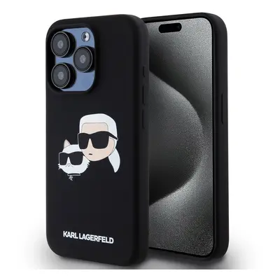 Karl Lagerfeld Liquid Silicone Double Heads Magsafe Zadní Kryt pro iPhone 15 Pro Black