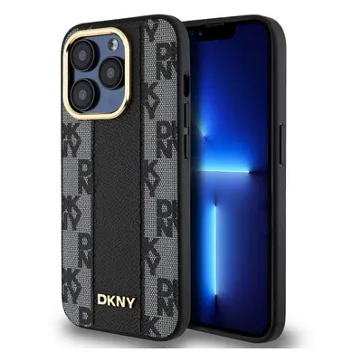 Zadní Kryt DKNY PU Leather Checkered Pattern Magsafe pro iPhone 15 Pro černý