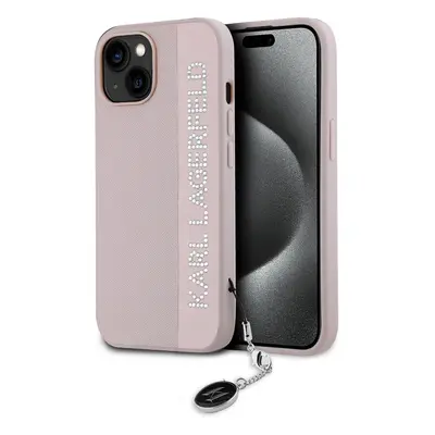 Zadní kryt Karl Lagerfeld PU Saffiano Rhinestone Charm pro iPhone 14 Pink