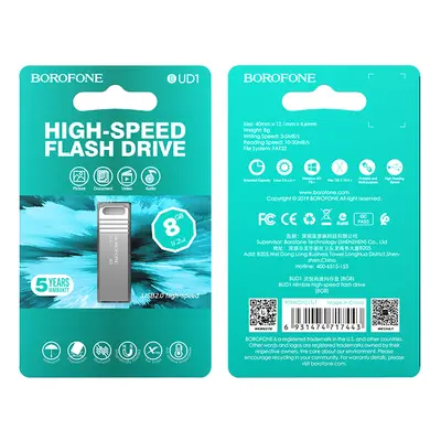 Flash disk Borofone BUD1 8GB stříbrný