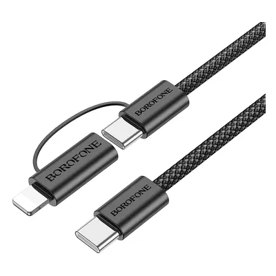 Datový kabel Borofone BX104 Primo - Type C na Type C + Lightning - 60W 3A 1 metr černý