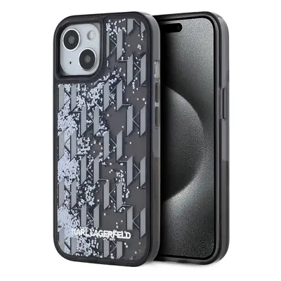 Karl Lagerfeld Liquid Glitter Monogram Gradient Zadní Kryt pro iPhone 15 Black