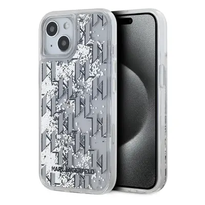 Karl Lagerfeld Liquid Glitter Monogram Gradient Zadní Kryt pro iPhone 15 White