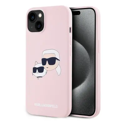 Karl Lagerfeld Liquid Silicone Double Heads Magsafe Zadní Kryt pro iPhone 14 Pink