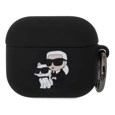 Karl Lagerfeld 3D Logo NFT Karl and Choupette Silikonové Pouzdro pro AirPods 3 Black