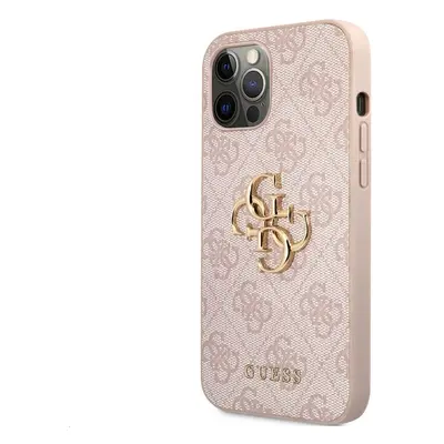 Guess PU 4G Metal Logo Zadní Kryt pro iPhone 12/12 Pro Pink