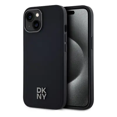 Zadní Kryt DKNY PU Leather Stack Logo Magsafe pro iPhone 15 černý