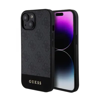 Guess PU 4G Stripe MagSafe Zadní Kryt pro iPhone 15 Black