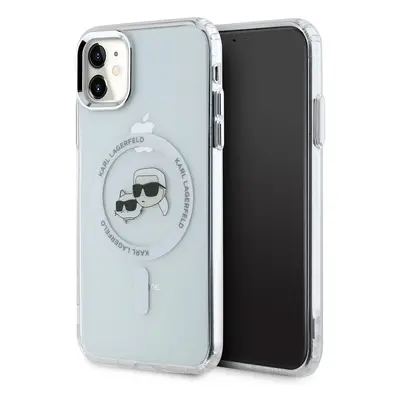 Karl Lagerfeld IML K&CH Heads Metal Frame MagSafe Zadní Kryt pro iPhone 11 Transparent