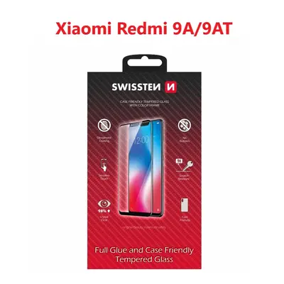 Sklo swissten full glue, color frame, case friendly xiaomi redmi 9a/xiaomi redmi 9at černé