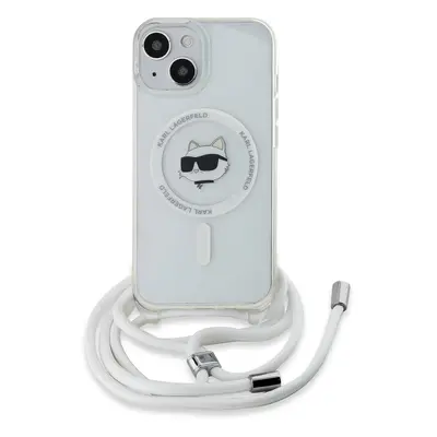 Karl Lagerfeld IML Crossbody Choupette Head Magsafe Zadní Kryt pro iPhone 15 Transparent