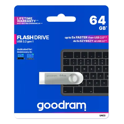 Flash disk GOODRAM UNO3 64GB USB 3.2 stříbrný