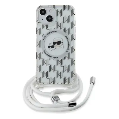 Karl Lagerfeld IML Monogram Crossbody K&CH Heads MagSafe Zadní Kryt pro iPhone 14 Transparent