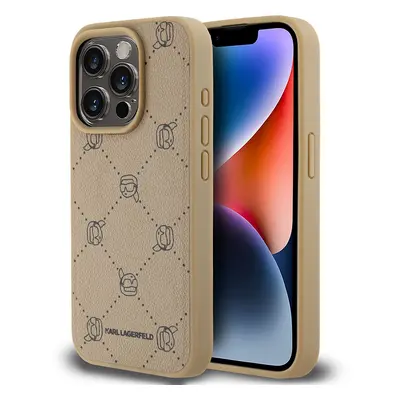 Zadní kryt Karl Lagerfeld PU Karl Heads Pattern Magsafe pro iPhone 15 Pro Max Beige