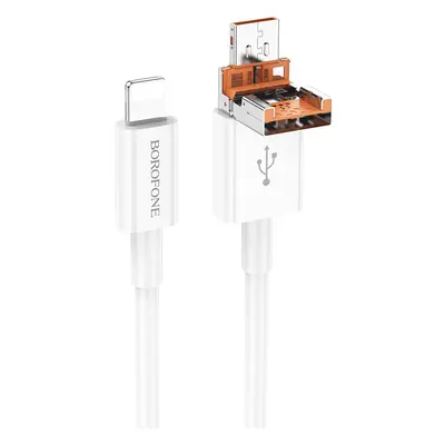 Datový kabel Borofone BX102 Winner - USB + Type C na Lightning - PD 27W 1 metr bílý