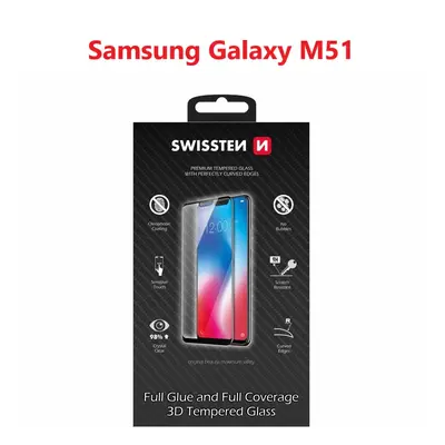 Tvrzené sklo Swissten Ultra Durable 3D full glue pro Samsung M51 černé