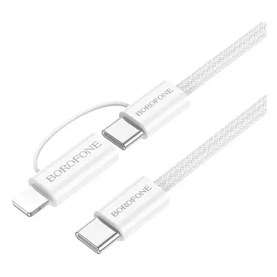 Datový kabel Borofone BX104 Primo - Type C na Type C + Lightning - 60W 3A 1 metr bílý