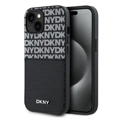 Zadní Kryt DKNY PU Leather Repeat Pattern Card Pocket pro iPhone 14 černý