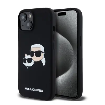 Karl Lagerfeld Liquid Silicone Double Heads Magsafe Zadní Kryt pro iPhone 15 Black