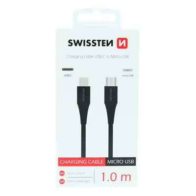 Nabíjecí kabel swissten usb-c / micro usb 1,0 m černý