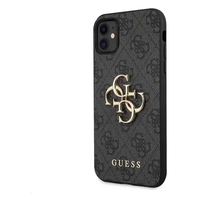 Guess PU 4G Metal Logo Zadní Kryt pro iPhone 11 Grey