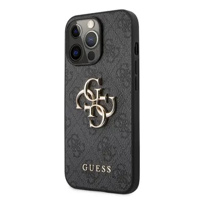 Guess PU 4G Metal Logo Zadní Kryt pro iPhone 13 Pro Max Grey