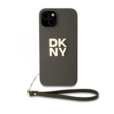 Zadní Kryt DKNY PU Leather Stack Logo Wrist Strap pro iPhone 14 zelený