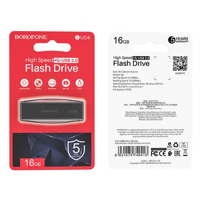 Flash disk Borofone BUD4 USB 3.0 16GB černý