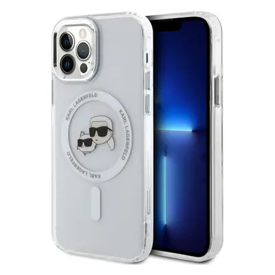 Karl Lagerfeld IML K&CH Heads Metal Frame MagSafe Zadní Kryt pro iPhone 12/12 Pro Transparent