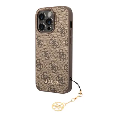 Guess 4G Charm Zadní Kryt pro iPhone 14 Pro Tone on Tone Brown