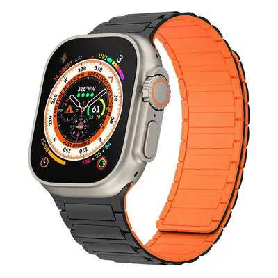 Magnetický silikonový řemínek pro Apple Watch 38-40-41 design 2 černo-oranžový