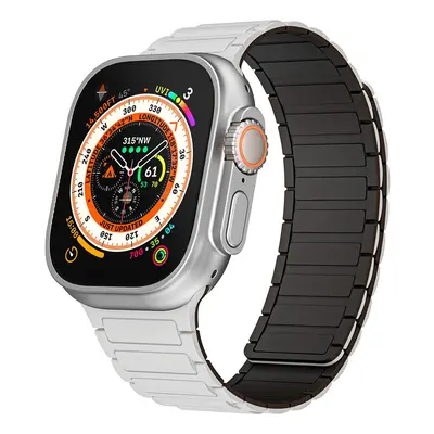 Magnetický silikonový řemínek pro Apple Watch 42-44-45-49 design 2 černo-bílý