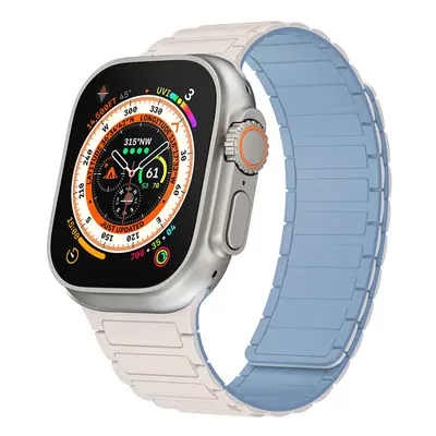 Magnetický silikonový řemínek pro Apple Watch 38-40-41 design 2 modro-bílý