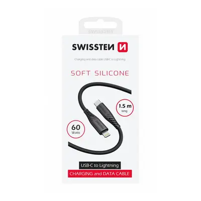 Datový kabel swissten soft silicone usb-c / lightning 1,5 m 60w černý