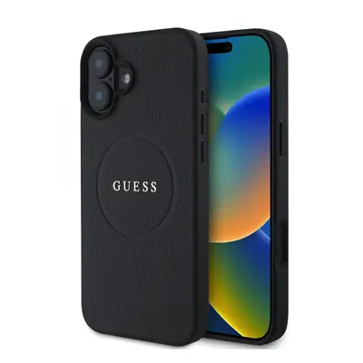 Zadní kryt Guess PU Grained Classic Logo MagSafe pro iPhone 16 Plus Black