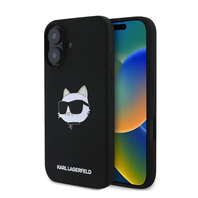 Zadní kryt Karl Lagerfeld Liquid Silicone Choupette Head MagSafe pro iPhone 16 Black