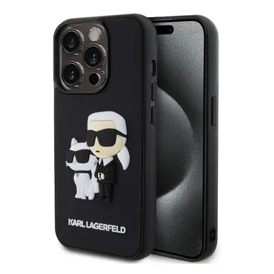 Karl Lagerfeld 3D Rubber Karl and Choupette Zadní Kryt pro iPhone 14 Pro Black