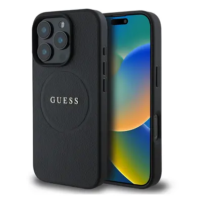 Zadní kryt Guess PU Grained Classic Logo MagSafe pro iPhone 16 Pro Max Black