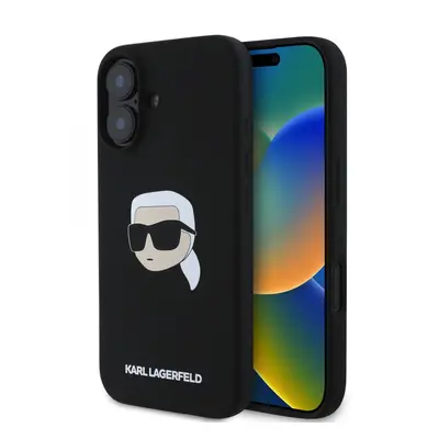 Zadní kryt Karl Lagerfeld Liquid Silicone Karl Head MagSafe pro iPhone 16 Black