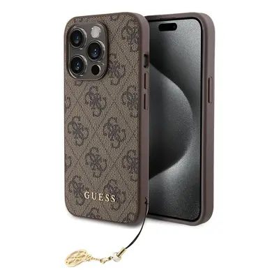 Guess 4G Charm Zadní Kryt pro iPhone 15 Pro Tone on Tone Brown